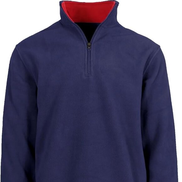 Men’s Quarter Zip Thermal Fleece Pullover Long Sleeve Sweatshirt Mid Weight Swea - Picture 3 of 3